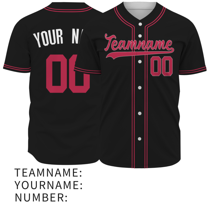 Custom Black Red White Solider Classic Style Authentic Baseball Sports Jersey