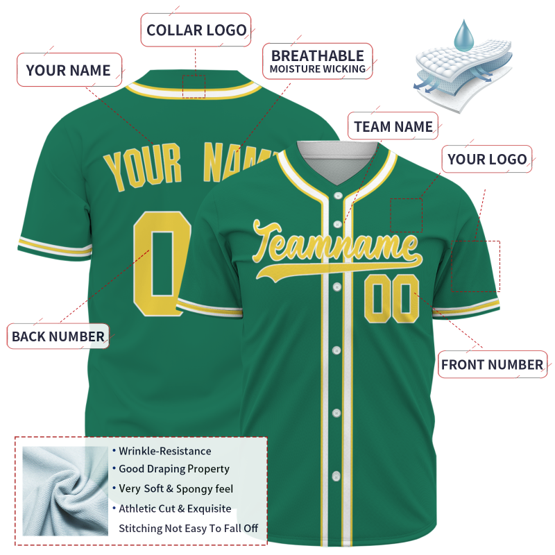 Custom Green Royal Yellow Solider Classic Style Authentic Baseball Sports Jersey