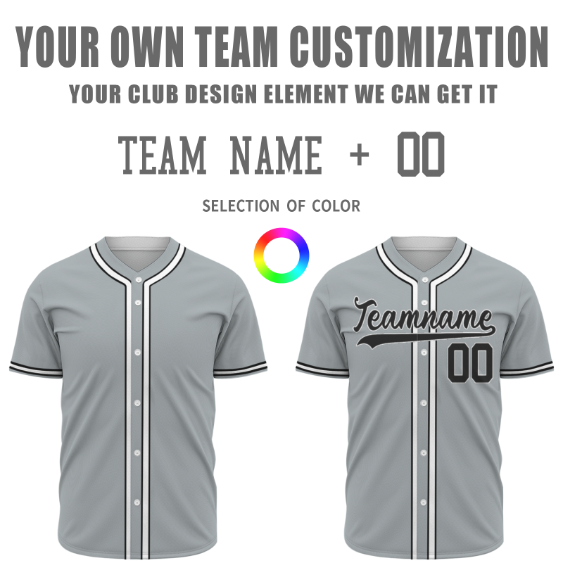 Custom Gray Black Solider Classic Style Authentic Baseball Sports Jersey
