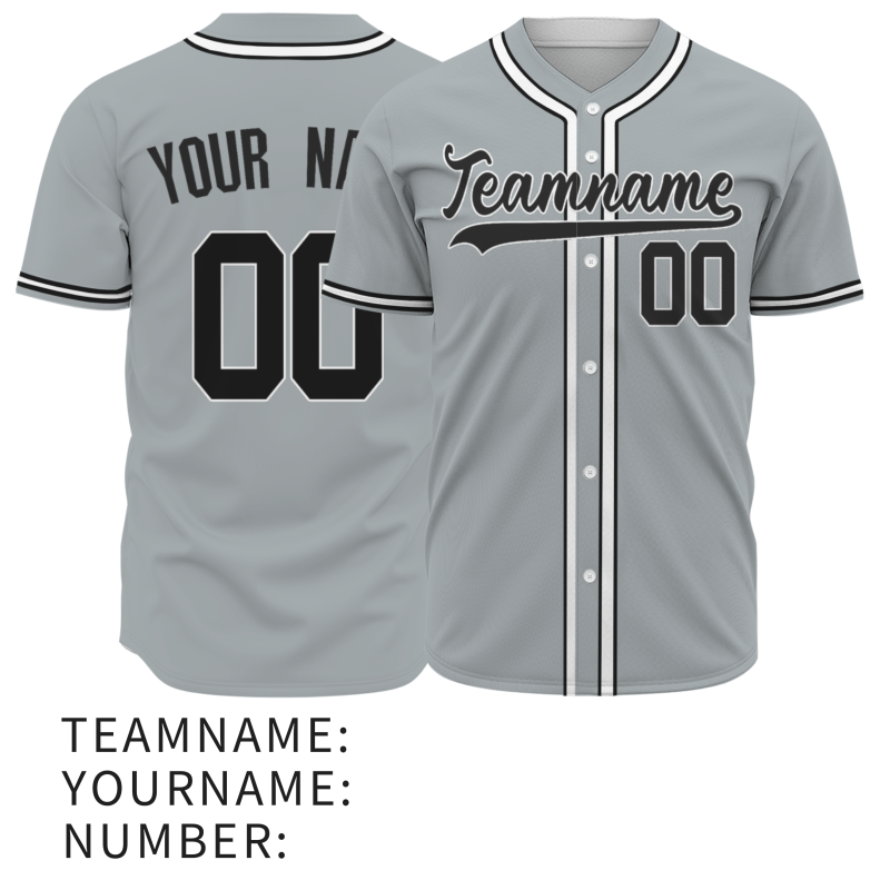 Custom Gray Black Solider Classic Style Authentic Baseball Sports Jersey