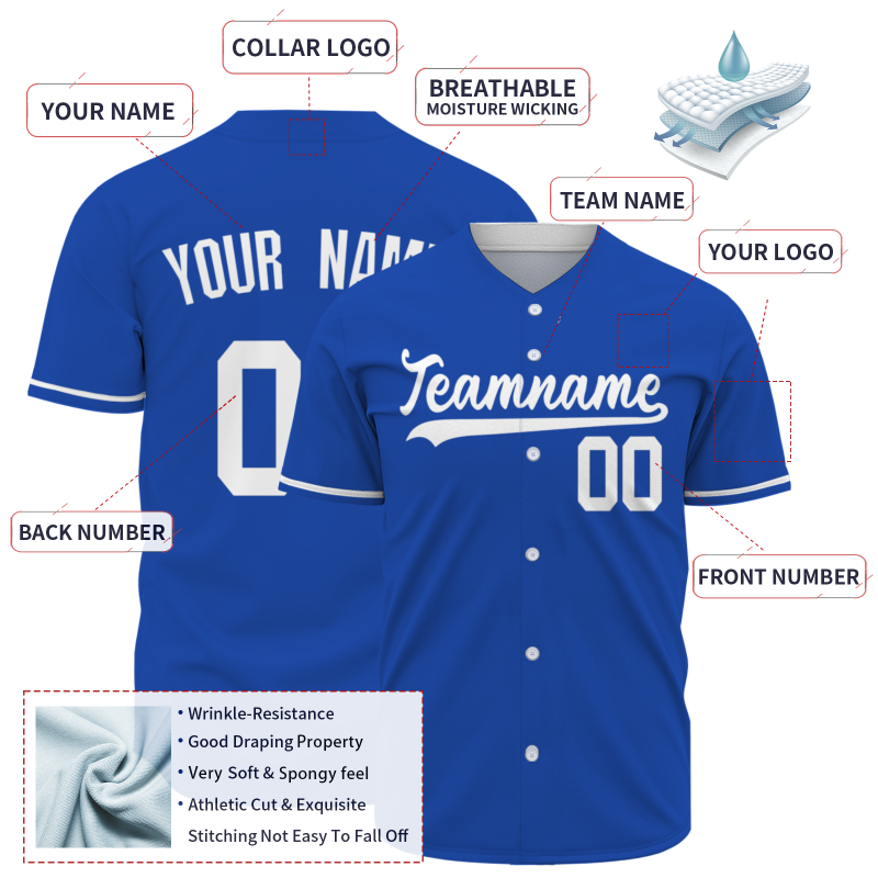 Custom Blue And White Solider Classic Style Authentic Baseball Sports Jersey