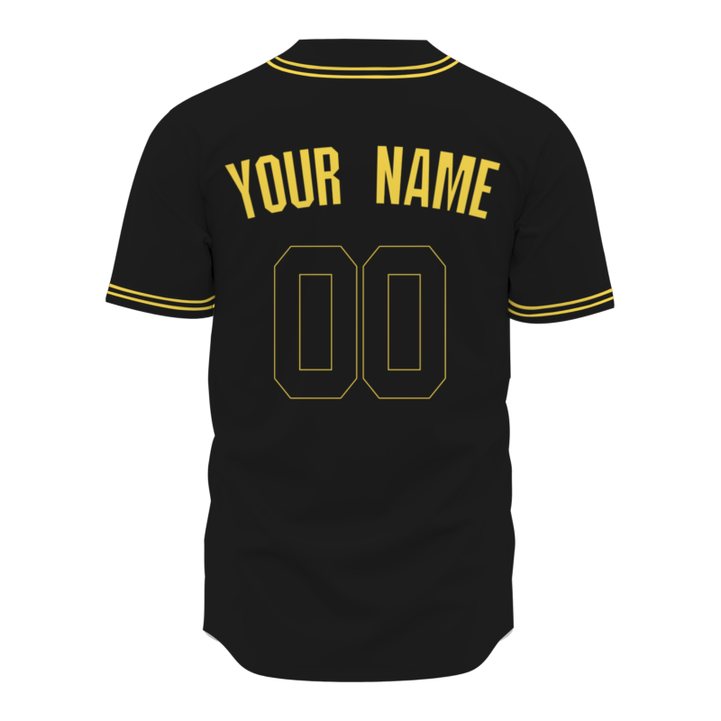 Custom Black Gold Baseball Jersey Button Down Hip Hop Baseball Shirt Stitched Name Number