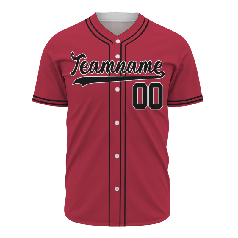 Custom Red Black White Baseball Jersey Button Down Hip Hop Baseball Shirt Stitched Name Number