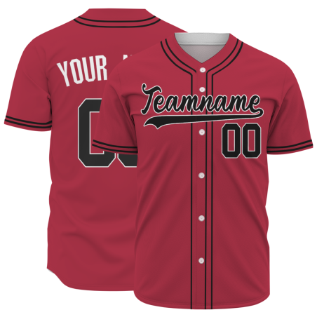 Custom Red Black White Baseball Jersey Button Down Hip Hop Baseball Shirt Stitched Name Number