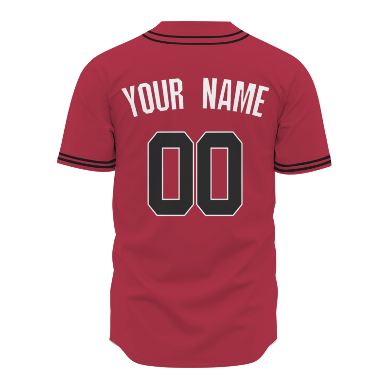 Custom Red Black White Baseball Jersey Button Down Hip Hop Baseball Shirt Stitched Name Number