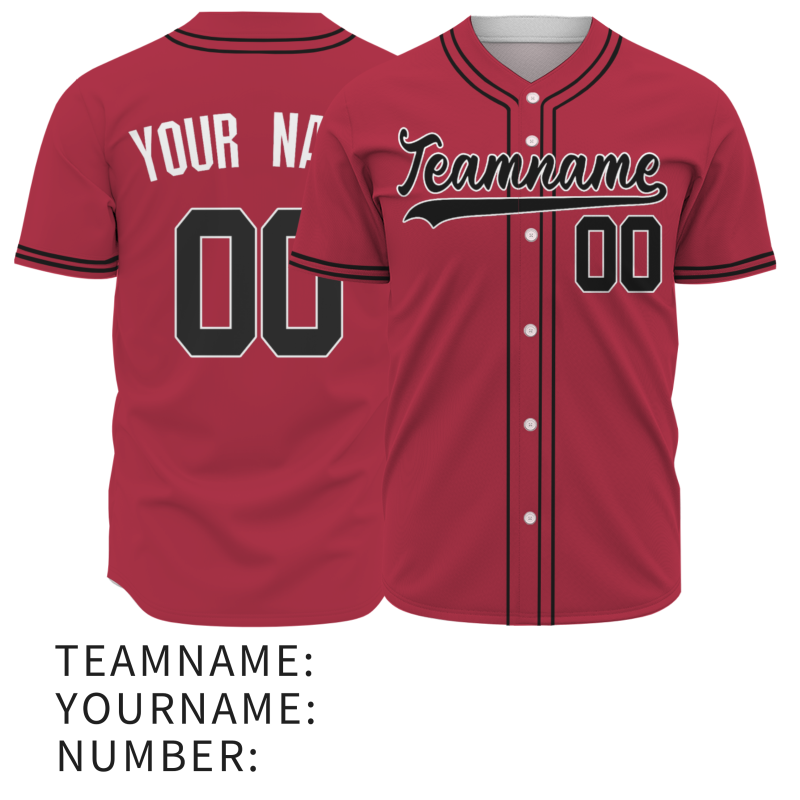 Custom Red Black White Baseball Jersey Button Down Hip Hop Baseball Shirt Stitched Name Number