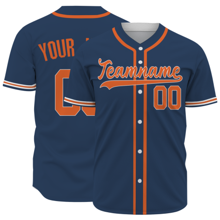 Custom Navy Orange Solider Classic Style Hip Hop Authentic Baseball Sports Jersey