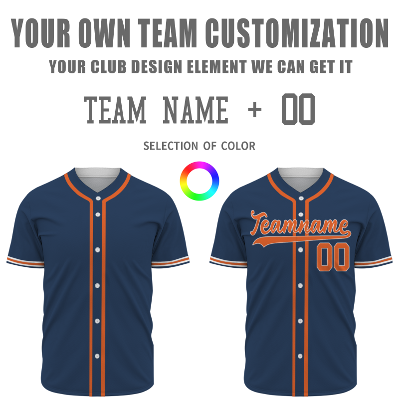 Custom Navy Orange Solider Classic Style Hip Hop Authentic Baseball Sports Jersey