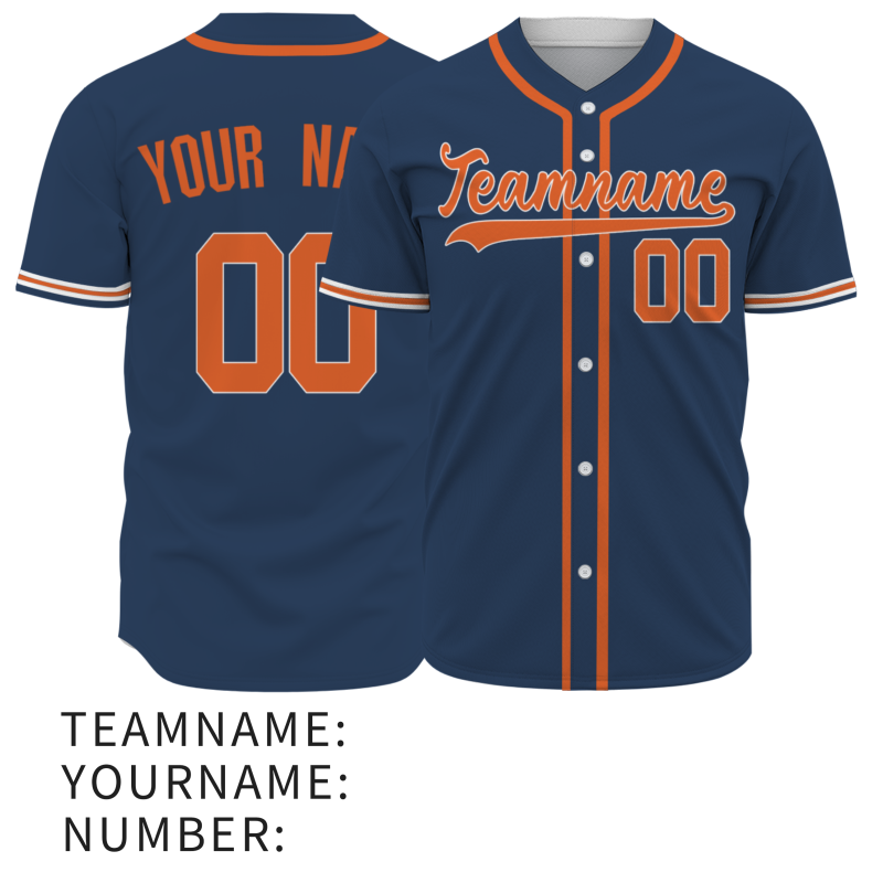 Custom Navy Orange Solider Classic Style Hip Hop Authentic Baseball Sports Jersey