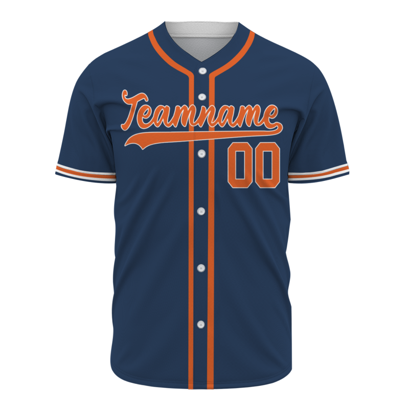 Custom Navy Orange Solider Classic Style Hip Hop Authentic Baseball Sports Jersey