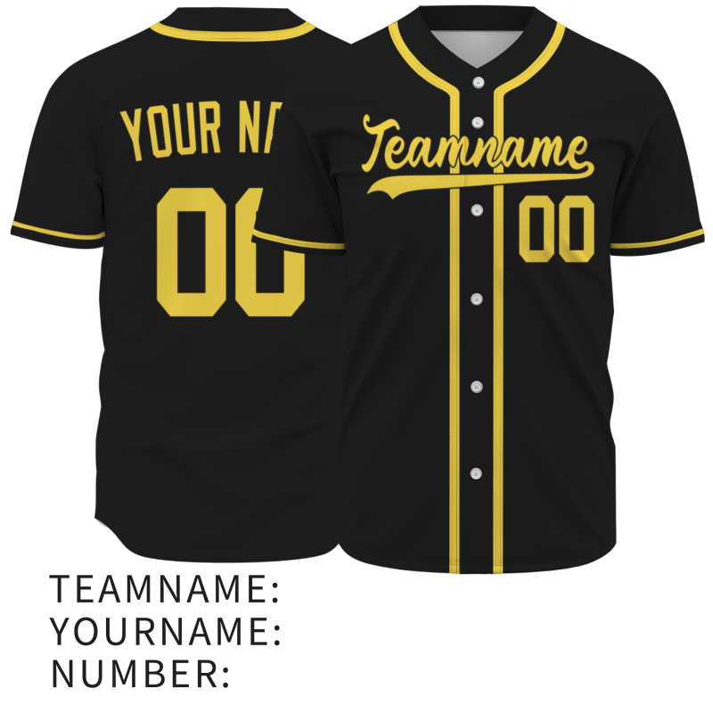 Custom Black Gold Solider Classic Style Hip Hop Authentic Baseball Sports Jersey