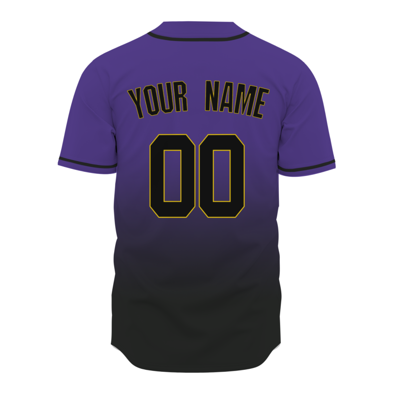 Custom Purple Black Gradient Full Button  Fashion Design Authentic Baseball Jersey