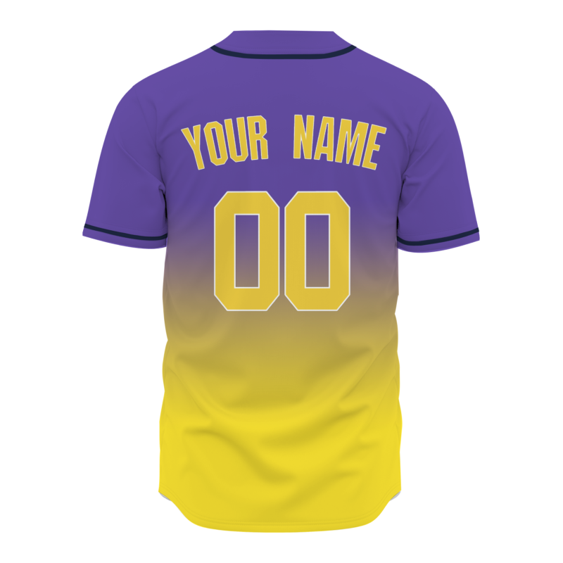 Custom Purple-Yellow Gradient Full Button  Fashion Design Authentic Baseball Jersey