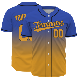 Custom Blue Orange Gradient Full Button  Fashion Design Authentic Baseball Jersey