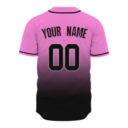 Custom Pink Black Gradient Full Button  Fashion Design Authentic Baseball Jersey