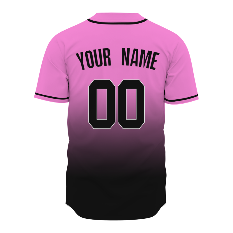 Custom Pink Black Gradient Full Button  Fashion Design Authentic Baseball Jersey