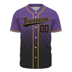 Custom Purple-Black Gradient Full Button  Fashion Design Authentic Baseball Jersey