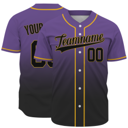 Custom Purple-Black Gradient Full Button  Fashion Design Authentic Baseball Jersey