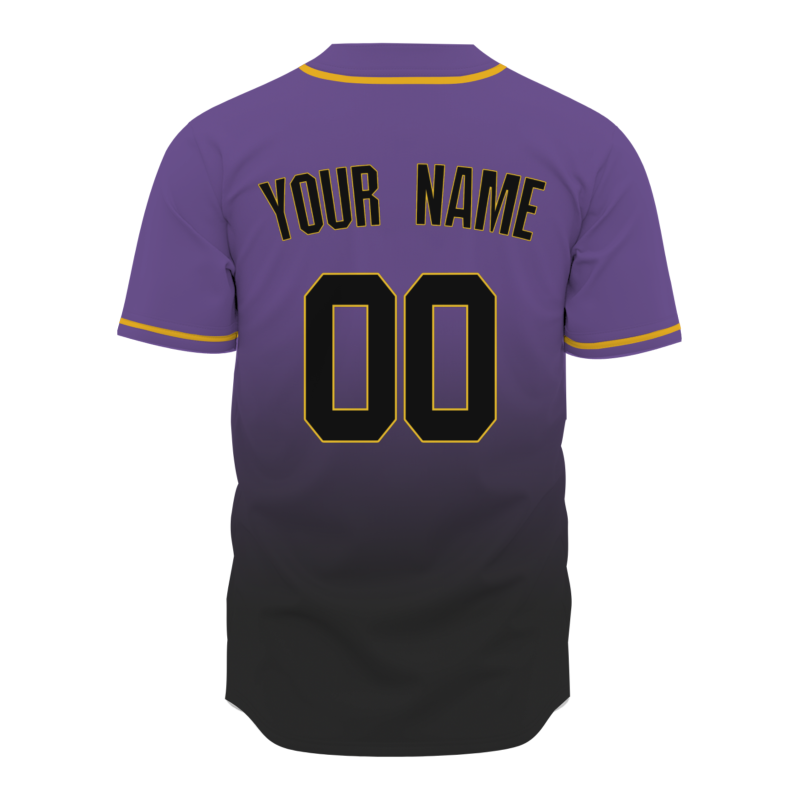 Custom Purple-Black Gradient Full Button  Fashion Design Authentic Baseball Jersey