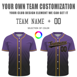 Custom Purple-Black Gradient Full Button  Fashion Design Authentic Baseball Jersey