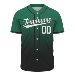 Custom Green Black Gradient Full Button  Fashion Design Authentic Baseball Jersey