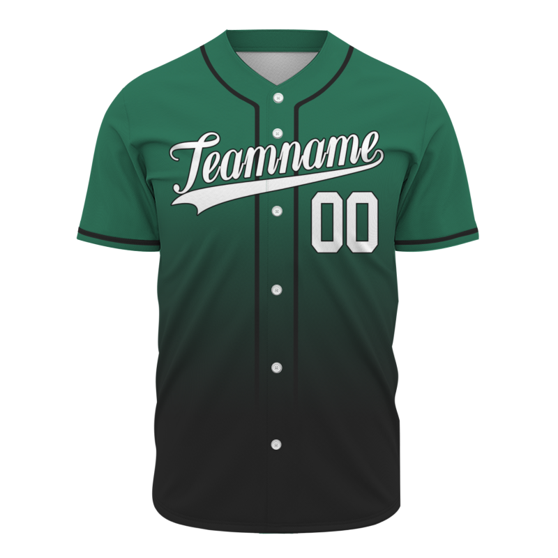 Custom Green Black Gradient Full Button  Fashion Design Authentic Baseball Jersey
