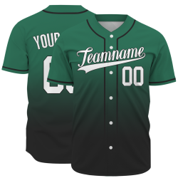 Custom Green Black Gradient Full Button  Fashion Design Authentic Baseball Jersey