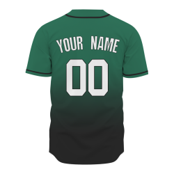 Custom Green Black Gradient Full Button  Fashion Design Authentic Baseball Jersey