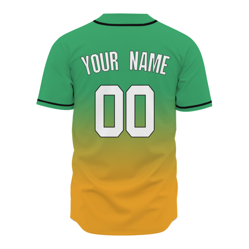 Custom Green Orange Gradient Full Button Fashion Design Authentic Baseball Jersey