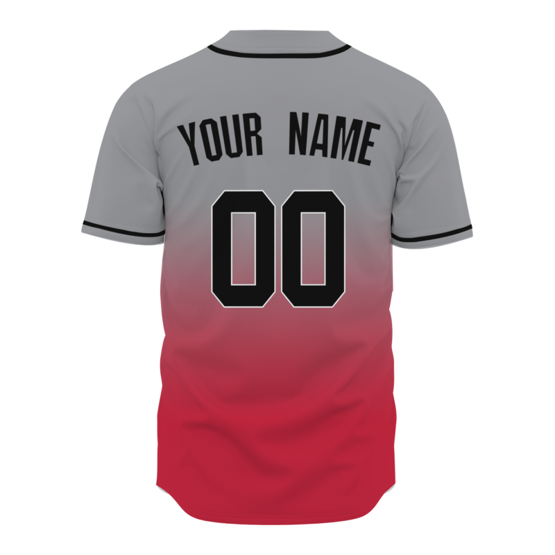Custom Gray-Red Gradient Full Button Fashion Design Authentic Baseball Jersey