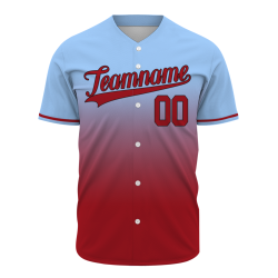 Custom Blue Red Gradient Full Button Fashion Design Authentic Baseball Jersey