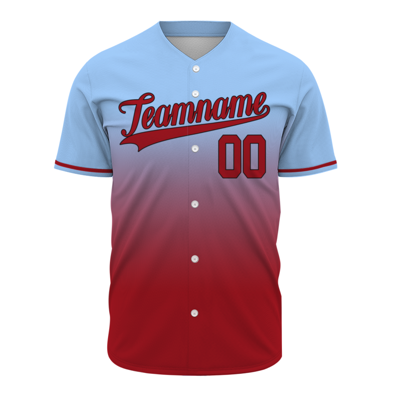 Custom Blue Red Gradient Full Button Fashion Design Authentic Baseball Jersey