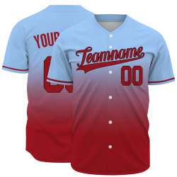 Custom Blue Red Gradient Full Button Fashion Design Authentic Baseball Jersey