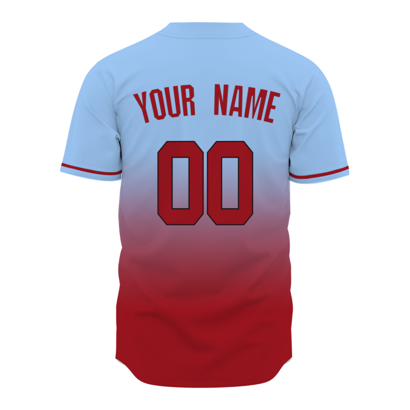 Custom Blue Red Gradient Full Button Fashion Design Authentic Baseball Jersey