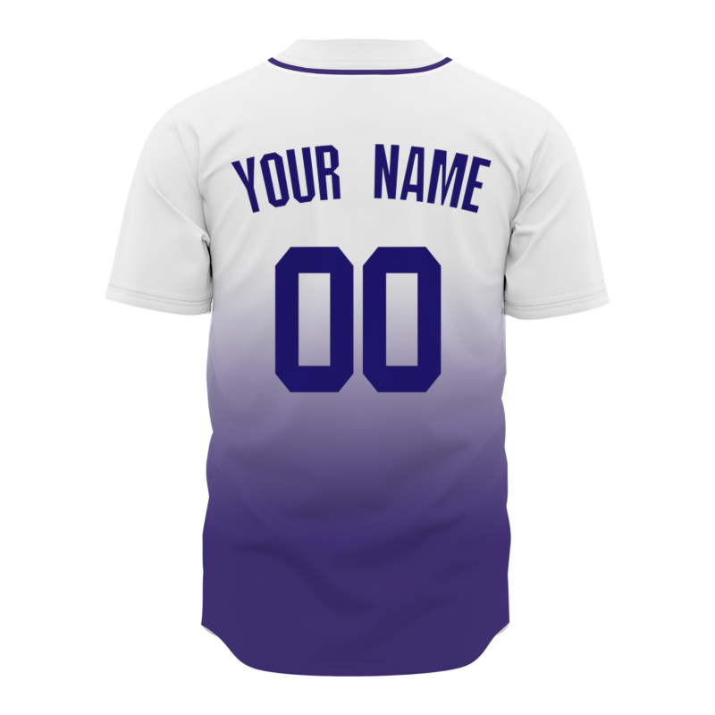 Custom White Purple Gradient Baseball Jersey Full Button Fashion Design Authentic