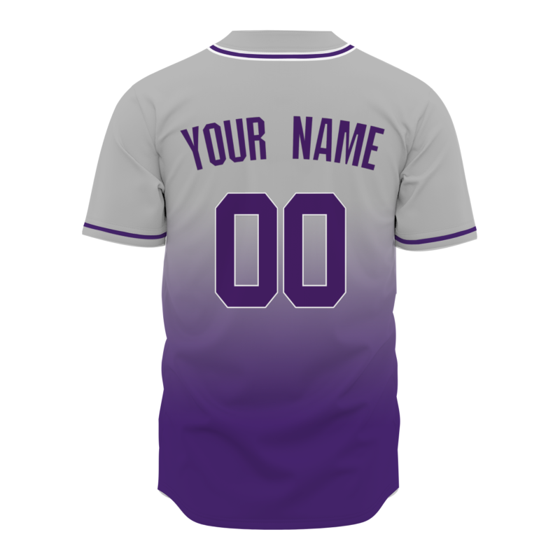 Custom Gray-Purple Gradient Baseball Jersey Full Button Fashion Design Authentic