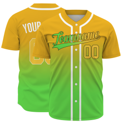 Custom Yellow Green Gradient Baseball Jersey Full Button Fashion Design Authentic