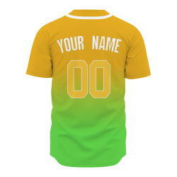 Custom Yellow Green Gradient Baseball Jersey Full Button Fashion Design Authentic