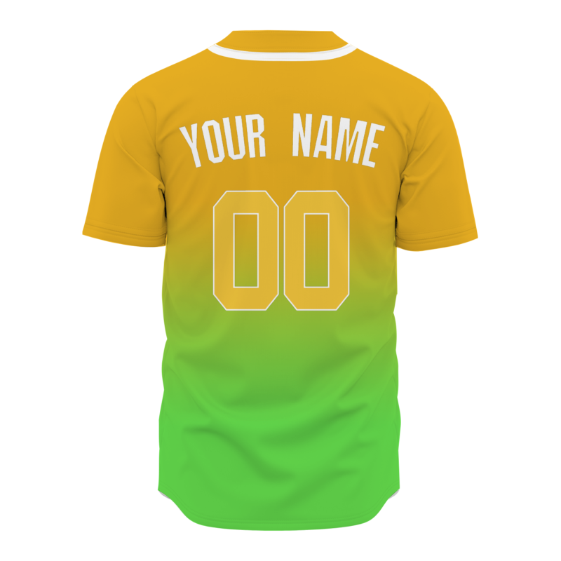 Custom Yellow Green Gradient Baseball Jersey Full Button Fashion Design Authentic
