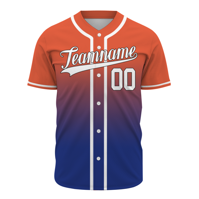Custom Orange-Purple Gradient Baseball Jersey Full Button Fashion Design Authentic
