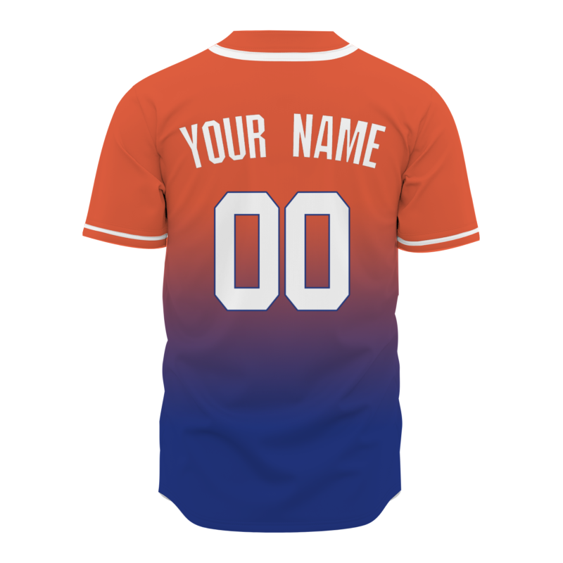 Custom Orange-Purple Gradient Baseball Jersey Full Button Fashion Design Authentic