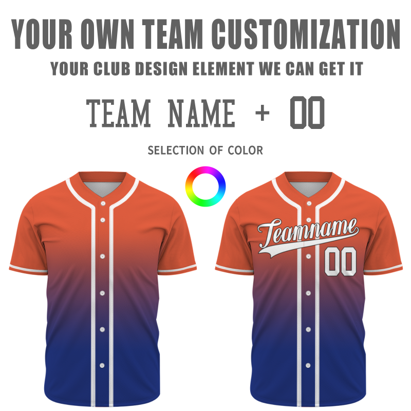 Custom Orange-Purple Gradient Baseball Jersey Full Button Fashion Design Authentic