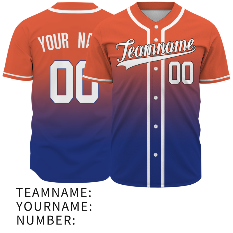 Custom Orange-Purple Gradient Baseball Jersey Full Button Fashion Design Authentic