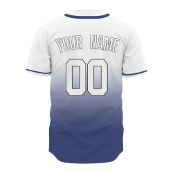 Custom White Navy Blue Gradient Baseball Jersey  Classic Style Fashion Design Authentic