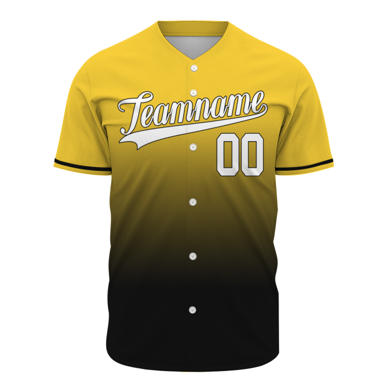 Custom Yellow Black Gradient Baseball Jersey  Classic Style Fashion Design Authentic