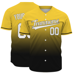 Custom Yellow Black Gradient Baseball Jersey  Classic Style Fashion Design Authentic