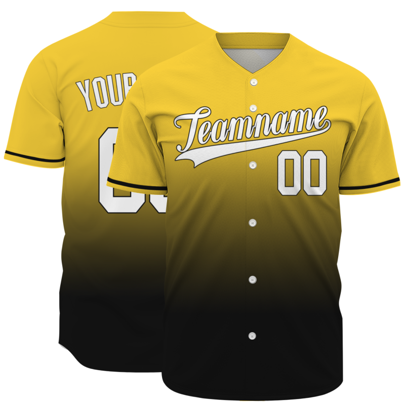 Custom Yellow Black Gradient Baseball Jersey  Classic Style Fashion Design Authentic