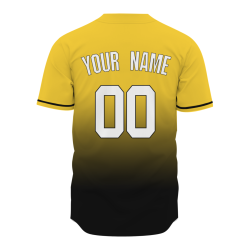 Custom Yellow Black Gradient Baseball Jersey  Classic Style Fashion Design Authentic