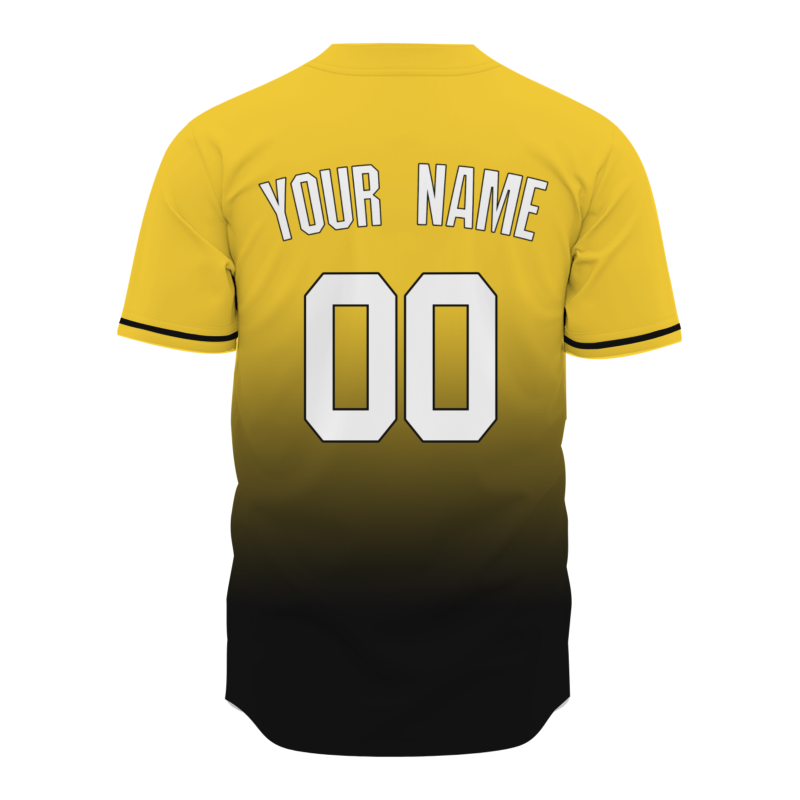 Custom Yellow Black Gradient Baseball Jersey  Classic Style Fashion Design Authentic