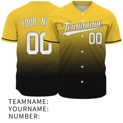 Custom Yellow Black Gradient Baseball Jersey  Classic Style Fashion Design Authentic